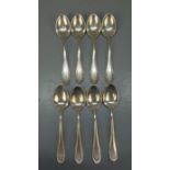 8 KAFFEE - ODER TEE - LÖFFEL / silver spoons, 800er Silber (141 g), gepunzt mit Feingehaltsangabe,