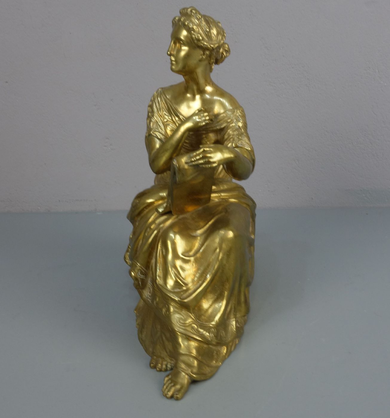 HOULET (französischer Bildhauer des 19. Jh.), Skulptur / sculpture: "Allegorie der Lyrik", Bronze - - Image 2 of 4