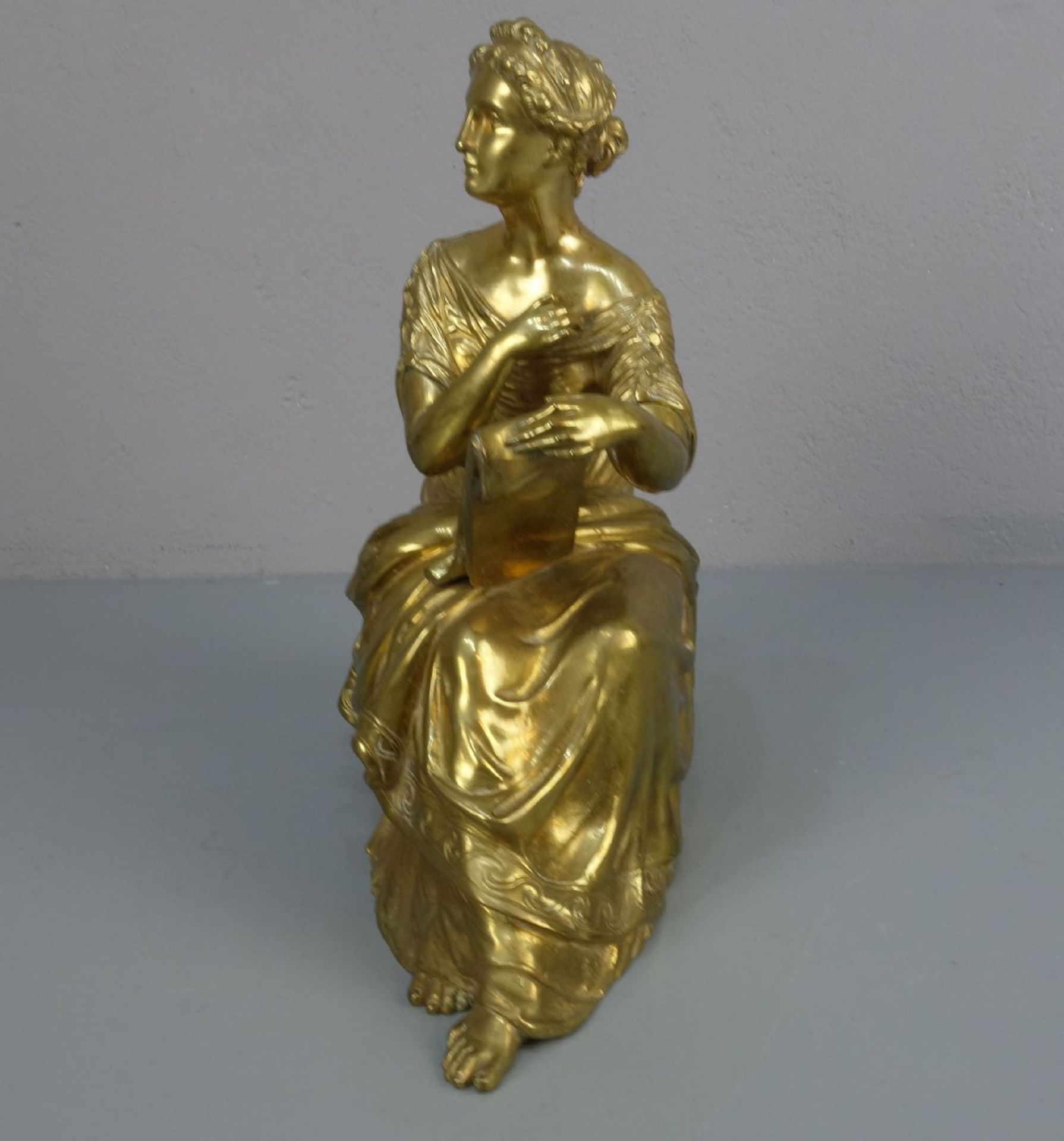 HOULET (französischer Bildhauer des 19. Jh.), Skulptur / sculpture: "Allegorie der Lyrik", Bronze - - Bild 2 aus 4