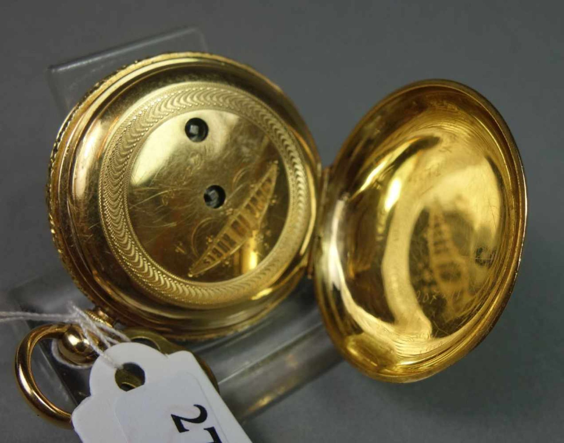 DAMEN GOLDSAVONETTE / SPRUNGDECKEL-TASCHENUHR / golden ladys hunter case pocket watch, wohl 19. - Image 7 of 8