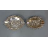 ZWEI ASCHER / SCHALEN / two silver ash trays, 1. H. 20. Jh., Niederlande, 833er Silber, zusammen