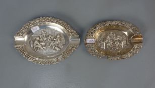 ZWEI ASCHER / SCHALEN / two silver ash trays, 1. H. 20. Jh., Niederlande, 833er Silber, zusammen