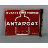 EMAILLESCHLD / BLECHSCHILD / WERBESCHILD "Antargaz" / advertising sheet; beidseitig gestaltetes