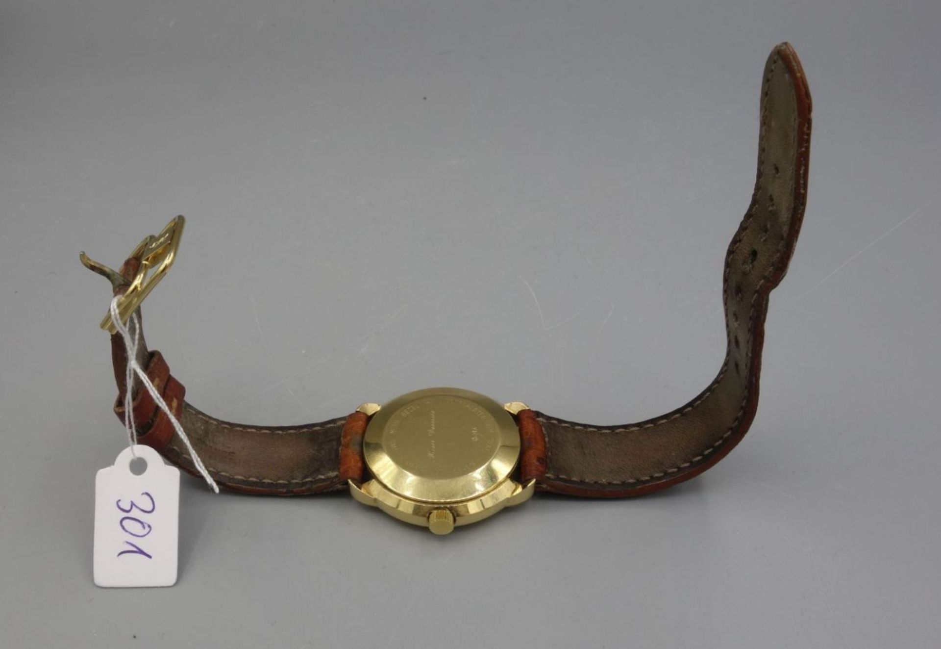 VERGOLDETE ARMBANDUHR / wristwatch, Automatik, Manufaktur Henri Duvoisin & Cie ./ Schweiz. Rundes - Bild 4 aus 6