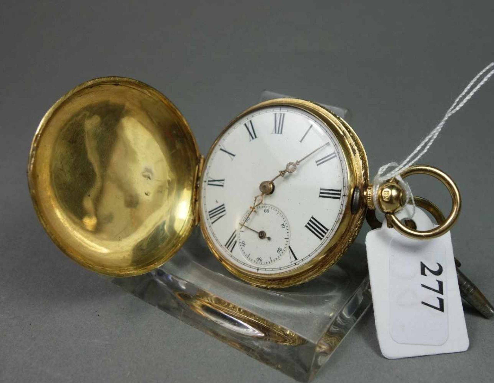 DAMEN GOLDSAVONETTE / SPRUNGDECKEL-TASCHENUHR / golden ladys hunter case pocket watch, wohl 19. - Image 6 of 8