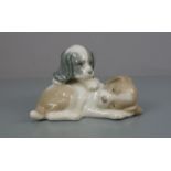 FIGURENGRUPPE: "Spielende Welpen" / porcelain figure: "playing puppies", Porzellan, Manufaktur Nao,