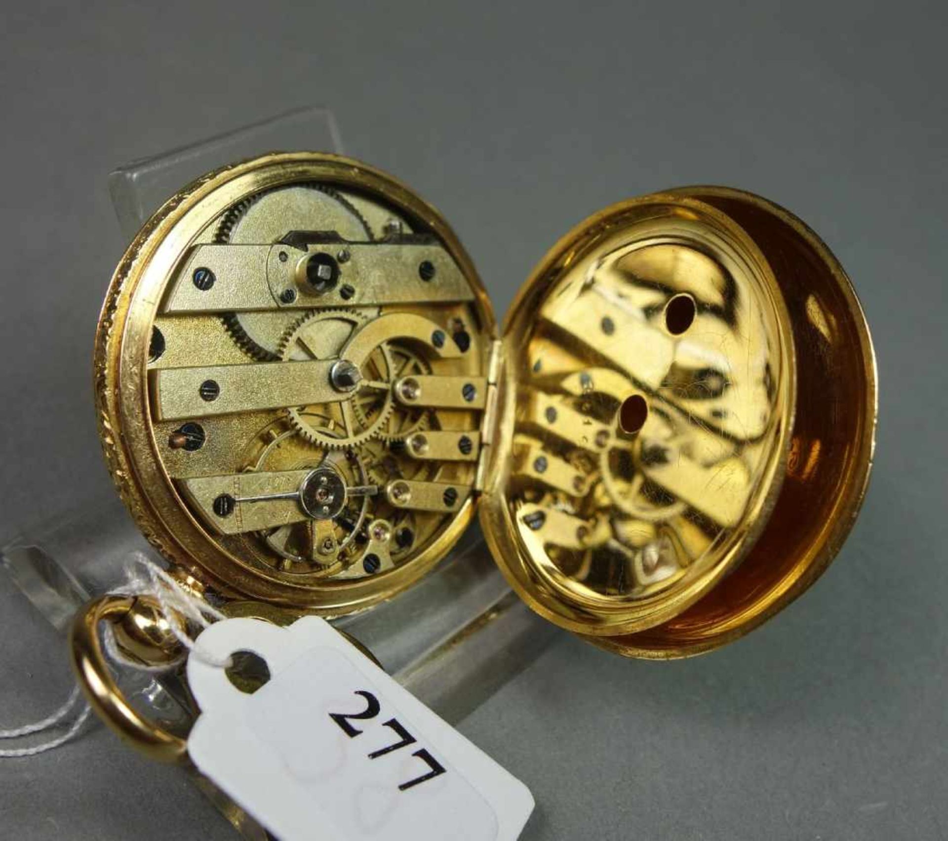 DAMEN GOLDSAVONETTE / SPRUNGDECKEL-TASCHENUHR / golden ladys hunter case pocket watch, wohl 19. - Image 8 of 8