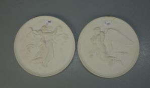 ALLEGORISCHE MEDAILLONS / RELIEFS "Der Tag" und "Die Nacht" nach Berthel Thorvaldsen (1770-1844),