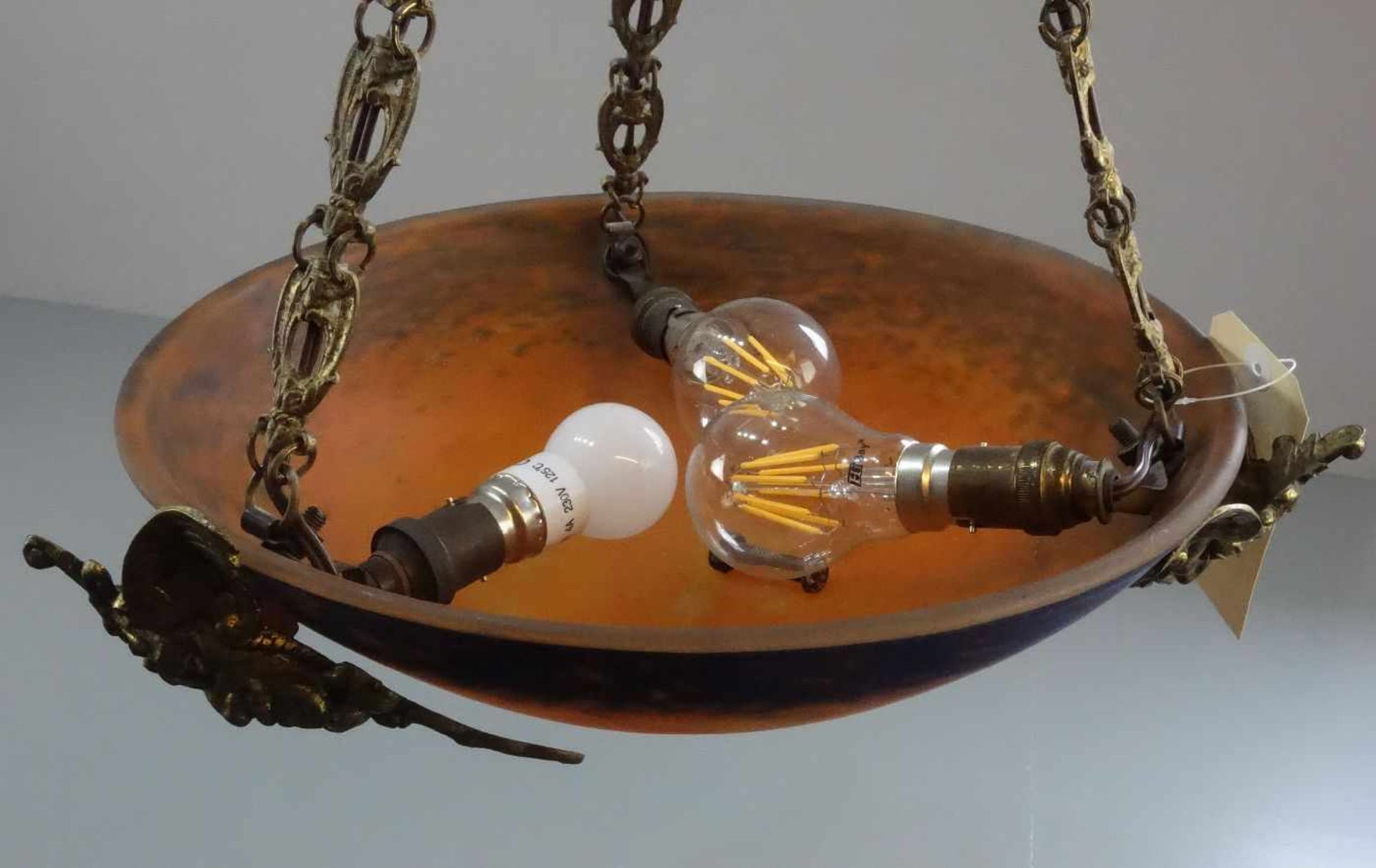 JUGENDSTIL DECKENLAMPE "Muller Frères, Lunéville / Frankreich / art nouveau Lamp, um 1920. Tief - Image 3 of 4