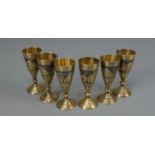 SECHS RUSSISCHE SCHNAPSBECHER / six russian liquor mugs, Russland, 2. H. 20. Jh., 875er Silber,