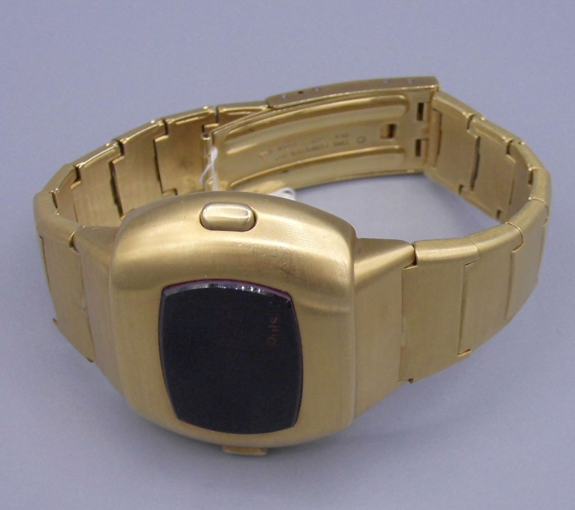 GOLDENE ARMBANDUHR / DIGITALUHR : Pulsar P3 "Date Command" / digital watch, 1970er Jahre, Gehäuse - Bild 3 aus 7
