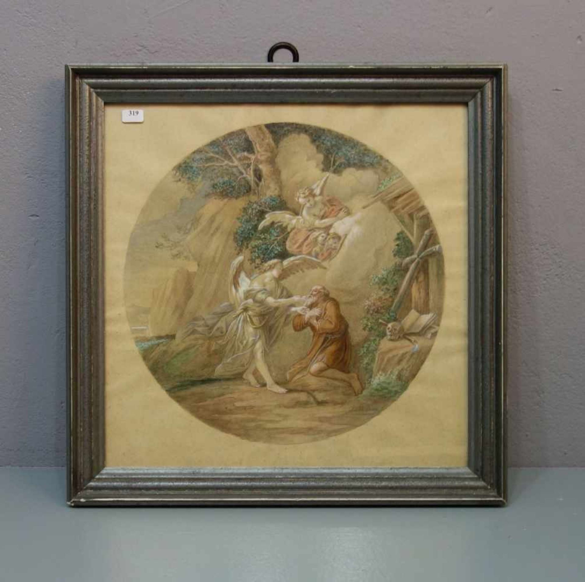 SCHERER, JOHANN (Ettelried 1858-1934), Aquarell / watercolour: "Hl. Bruno mit Engeln", Aquarell