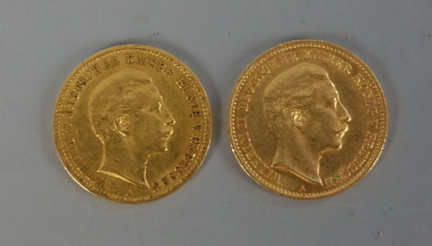 ZWEI REICHSGOLDMÜNZEN: 10 Mark, Wilhelm II. König von Preussen, 10 Mark, Jg. 1904 und 1890,