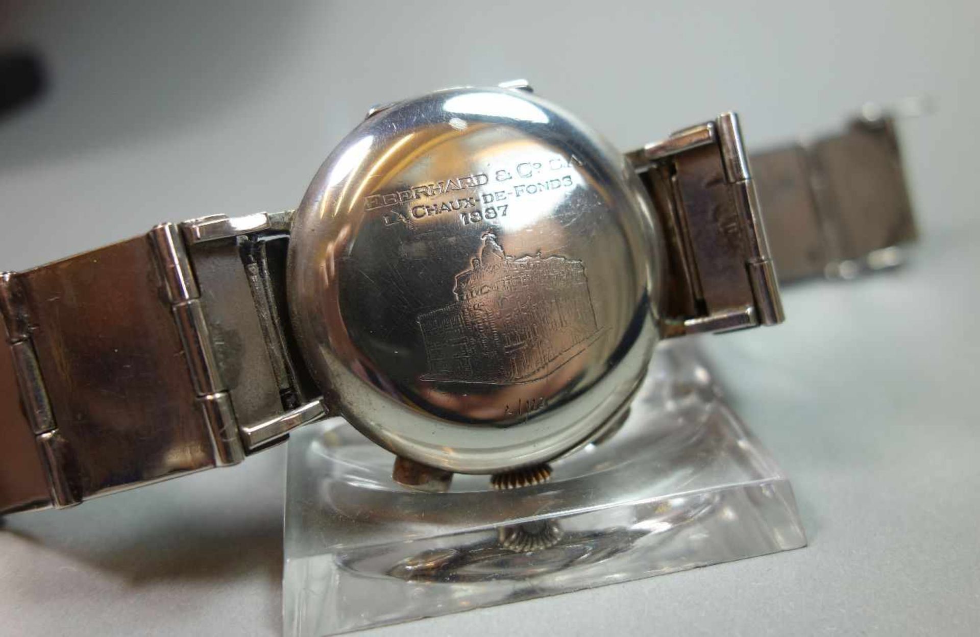 EBERHARD & Co. CHRONOGRAPH / ARMBANDUHR, wristwatch; Schweiz. Gehäuse und Armband aus Silber ( - Image 4 of 7