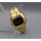 GOLDENE ARMBANDUHR / DIGITALUHR : Pulsar P3 "Date Command" / digital watch, 1970er Jahre, Gehäuse