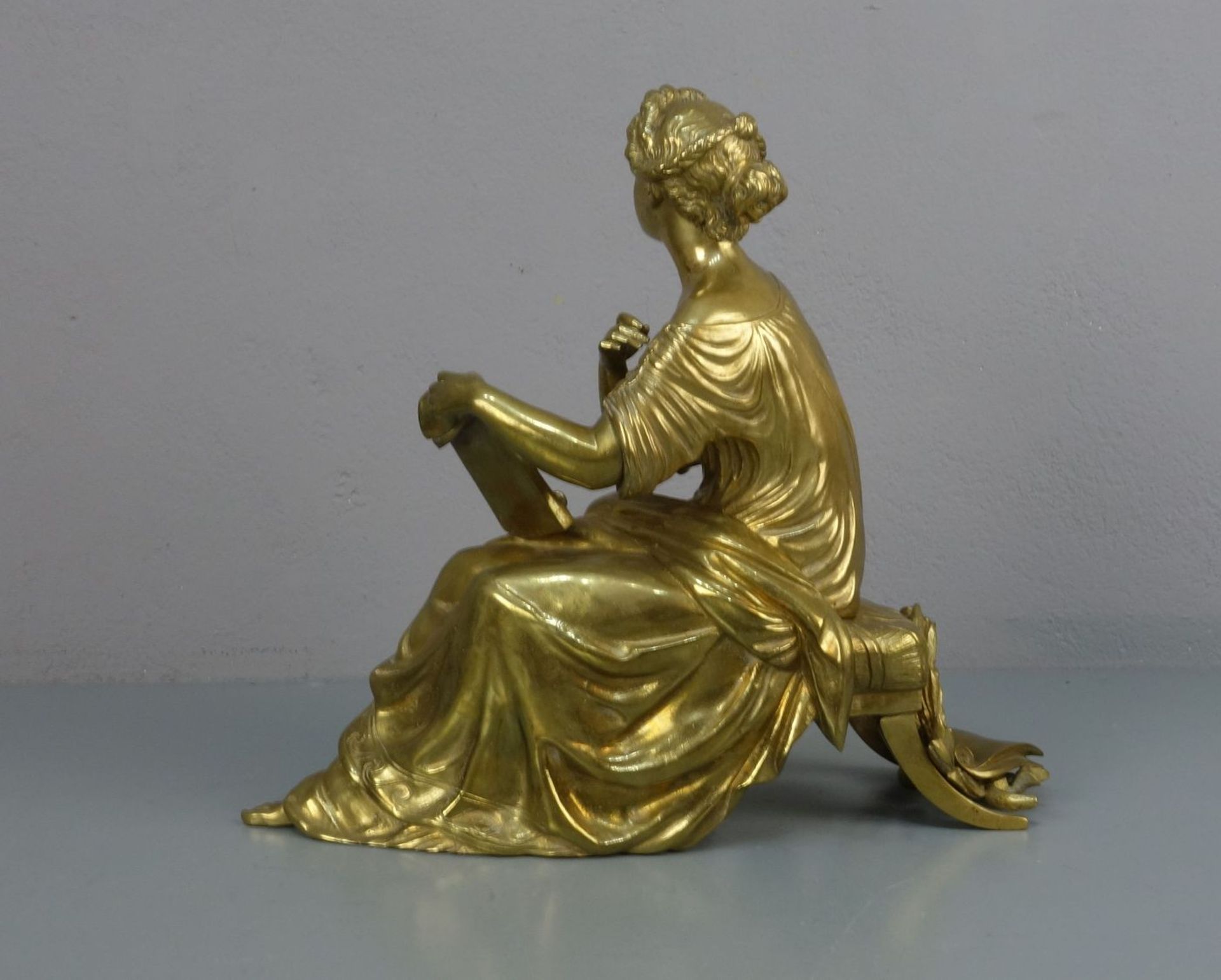 HOULET (französischer Bildhauer des 19. Jh.), Skulptur / sculpture: "Allegorie der Lyrik", Bronze - - Bild 3 aus 4