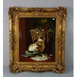 LEROY, JULES GUSTAVE (1856-1921), Gemälde / painting: "Interieur mit spielenden Katzen", Öl auf