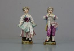 FIGURENPAAR "Tanzende Dame und Flötenspieler / Galantes Paar" / porcelain figures, Ende 19. Jh.,