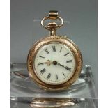 KLEINE DAMENTASCHENUHR / open face ladys pocket watch, wohl 19. Jh., Handaufzug (Krone und