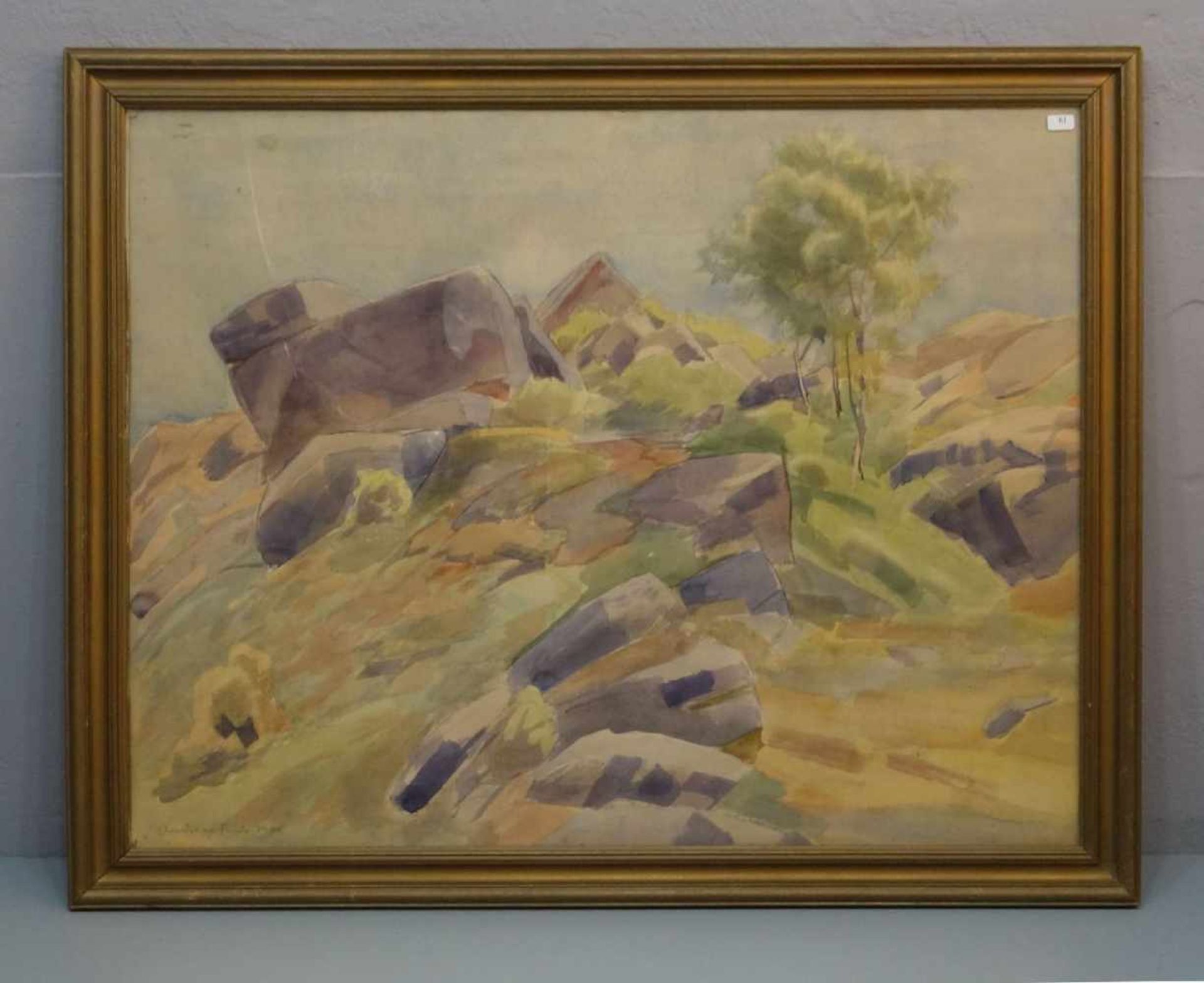 FRIIS, ANDREAS (Kopenhagen 1890-1983 ebd.), Aquarell / watercolour: "Küste mit Felsen auf