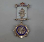 SILBERNER FREIMAURERORDEN "Eureka Lodge No. 1582" / masonic medal, Silber, gepunzt Birmingham /