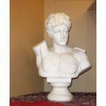 BILDHAUER DES 20./21. Jh., Skulptur / sculpture: "Büste eines jungen Mannes", Alabaster. Auf