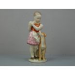 FIGURENGRUPPE: "Mädchen mit Hund" / porcelain figure "girl with a dog", Porzellan, Manufaktur