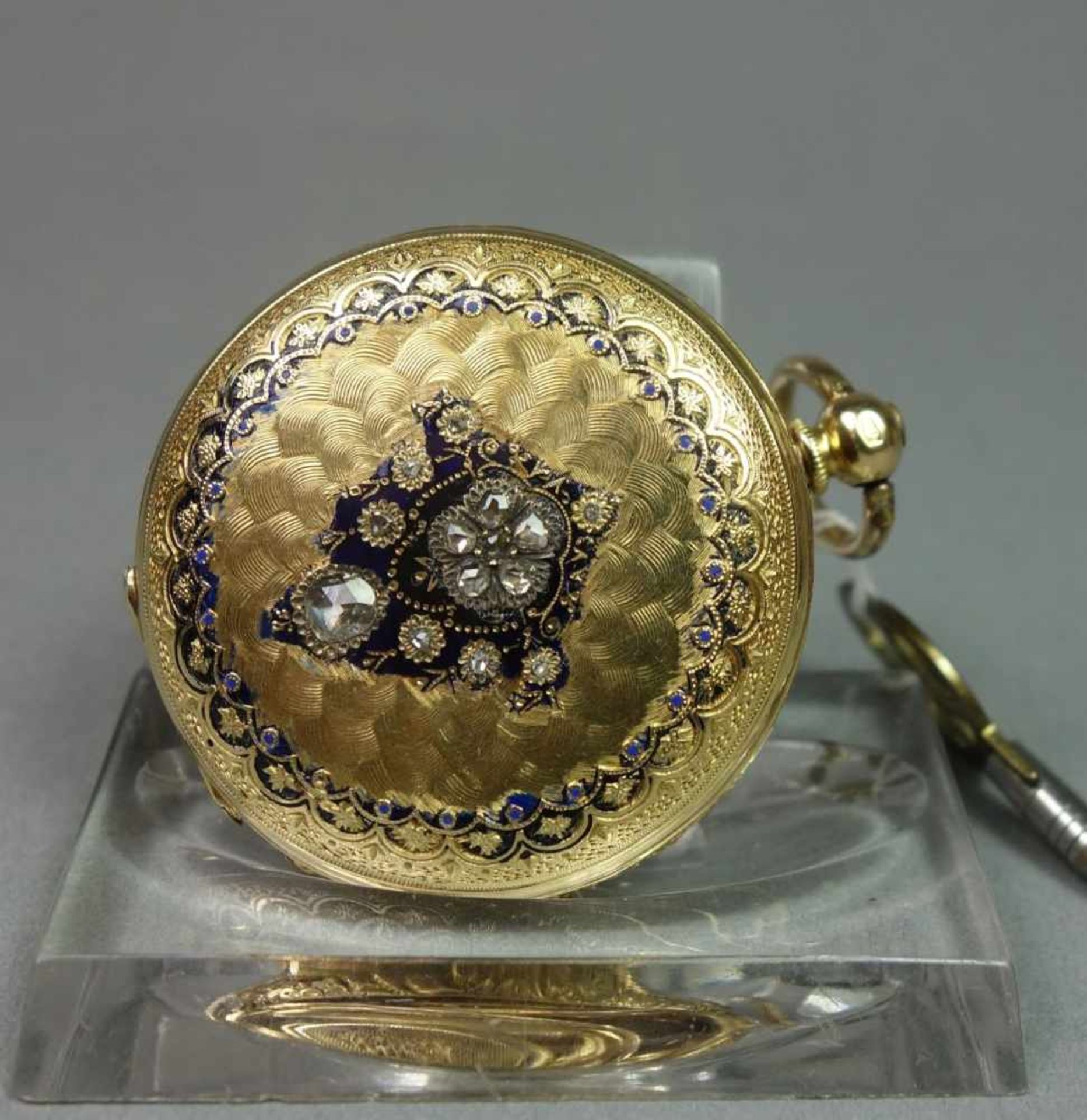 DAMEN GOLDSAVONETTE / SPRUNGDECKEL-TASCHENUHR / golden ladys hunter case pocket watch, wohl 19.