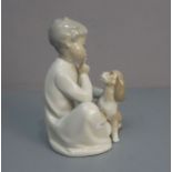 FIGURENGRUPPE / porcelain figure: "Mädchen mit Hund", Porzellan, Manufaktur Lladro, Spanien, unter