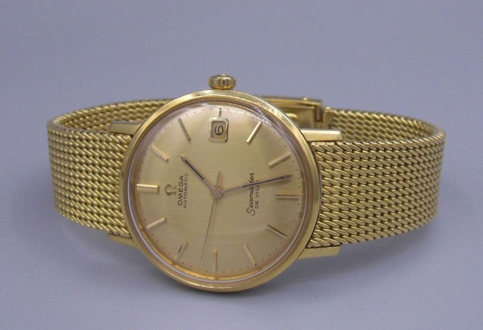 GOLDENE ARMBANDUHR / wristwatch, Automatik-Uhr, Manufaktur Omega, Modell "Seamaster De Ville". - Bild 3 aus 7