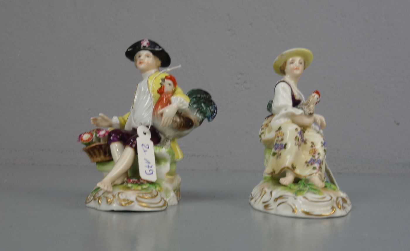 FIGURENPAAR "Bauer und Bäuerin" / porcelain figures, 20. Jh., Porzellan, polychrom staffiert mit - Bild 2 aus 5