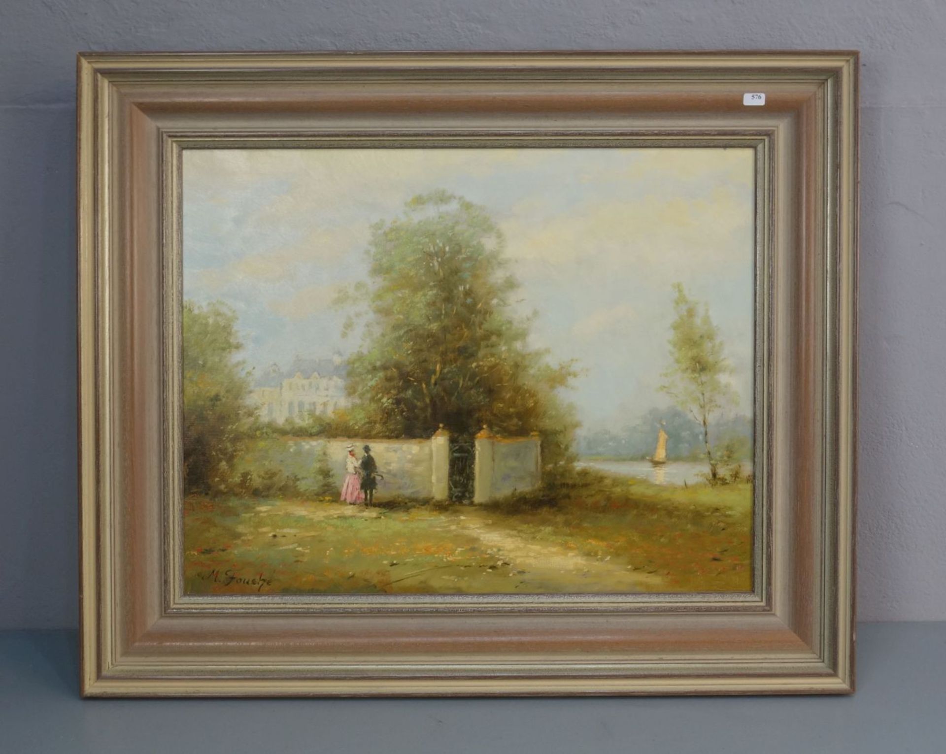 MARCEL FOUCHE - GEMÄLDE: "LANDSCHAFT MIT GEWÄSSER UND VILLA"