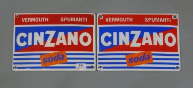 PAAR EMAILLESCHILDER "CINZANO"