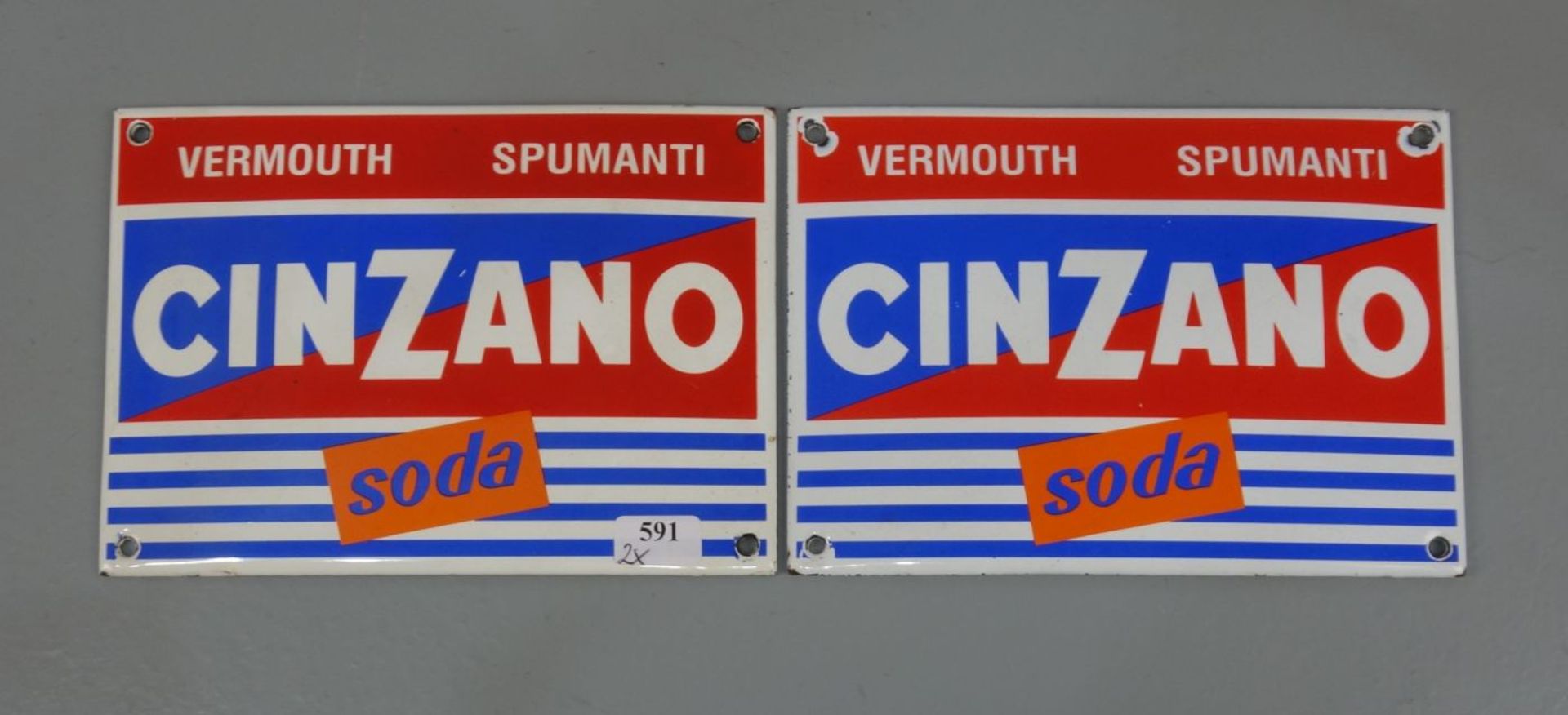 PAAR EMAILLESCHILDER "CINZANO"