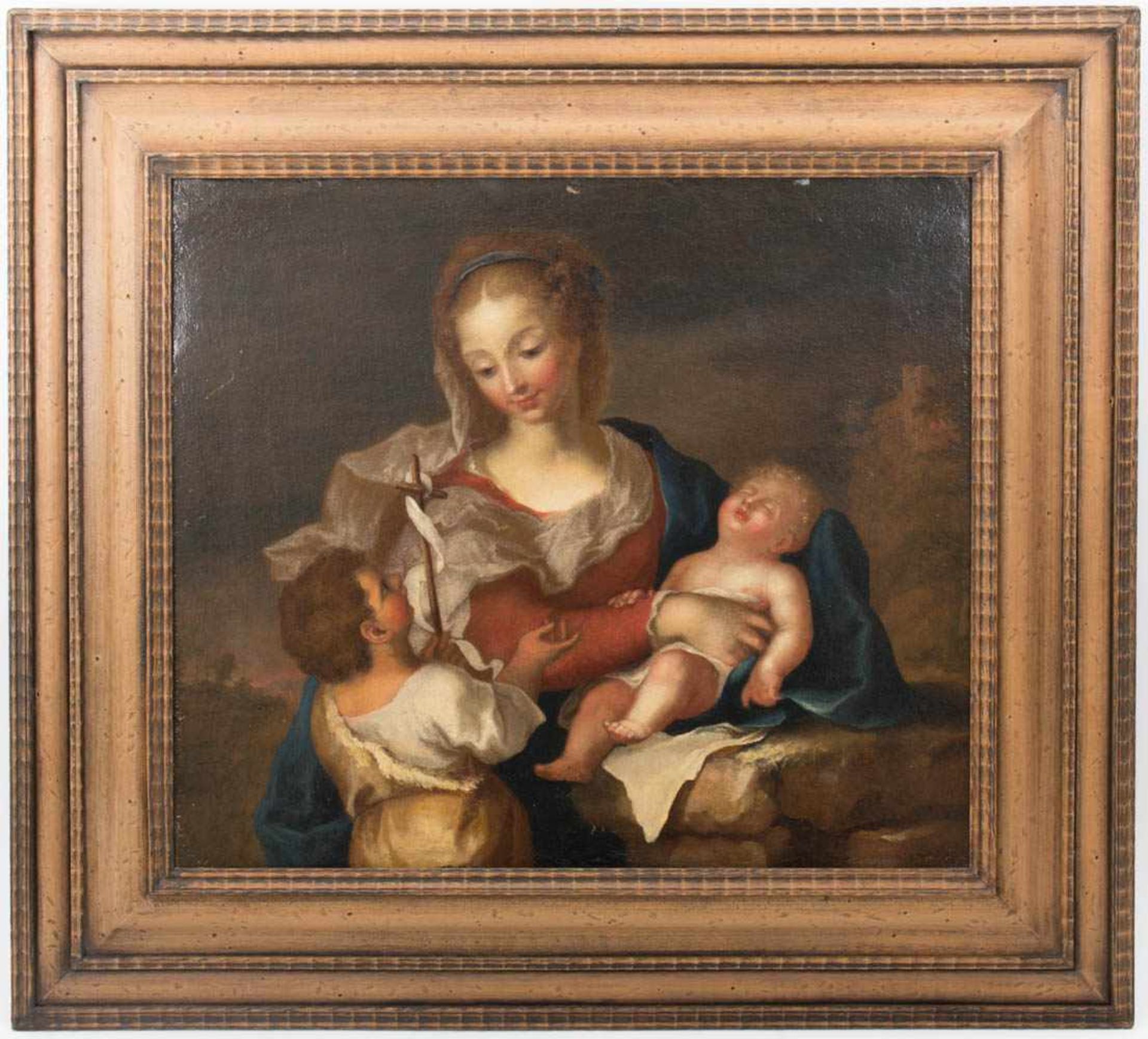 UNBEKANNTER KÜNSTLER, Heilige Maria mit Johannes, Öl/Lw, 19. Jh<b