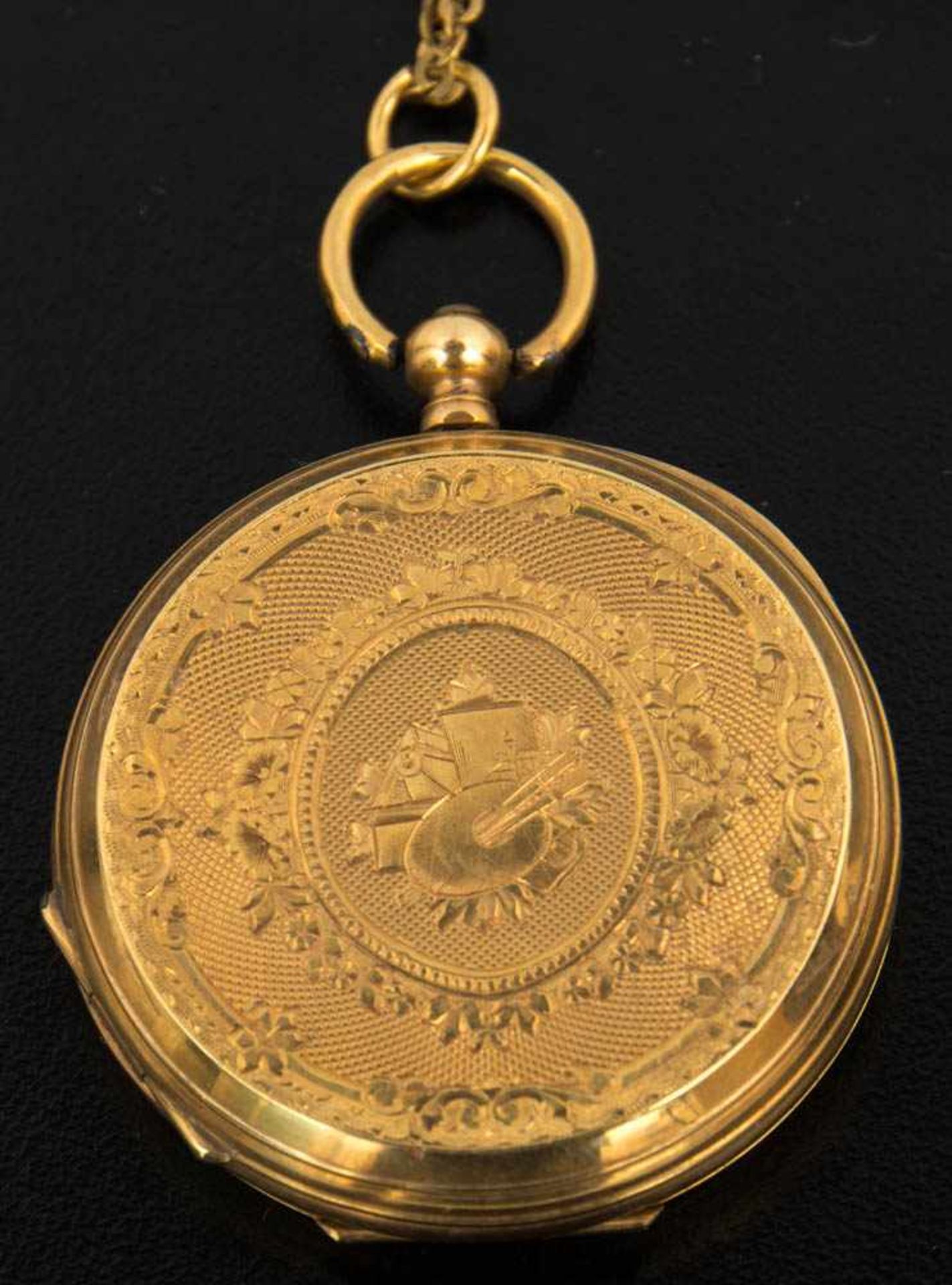 GOLDENE TASCHENUHR MIT KETTE, 18 KARAT - Image 3 of 3