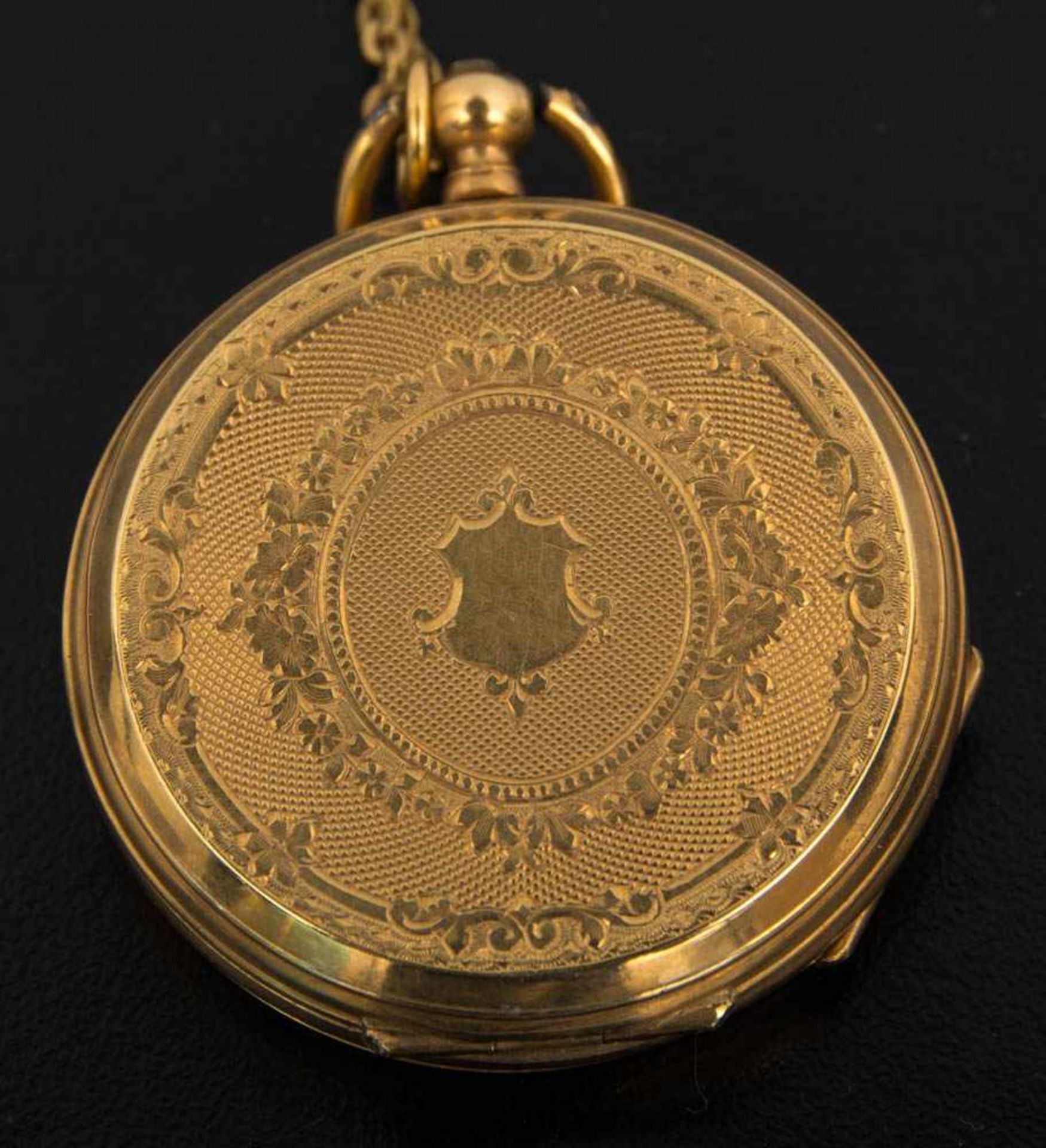 GOLDENE TASCHENUHR MIT KETTE, 18 KARAT - Image 2 of 3