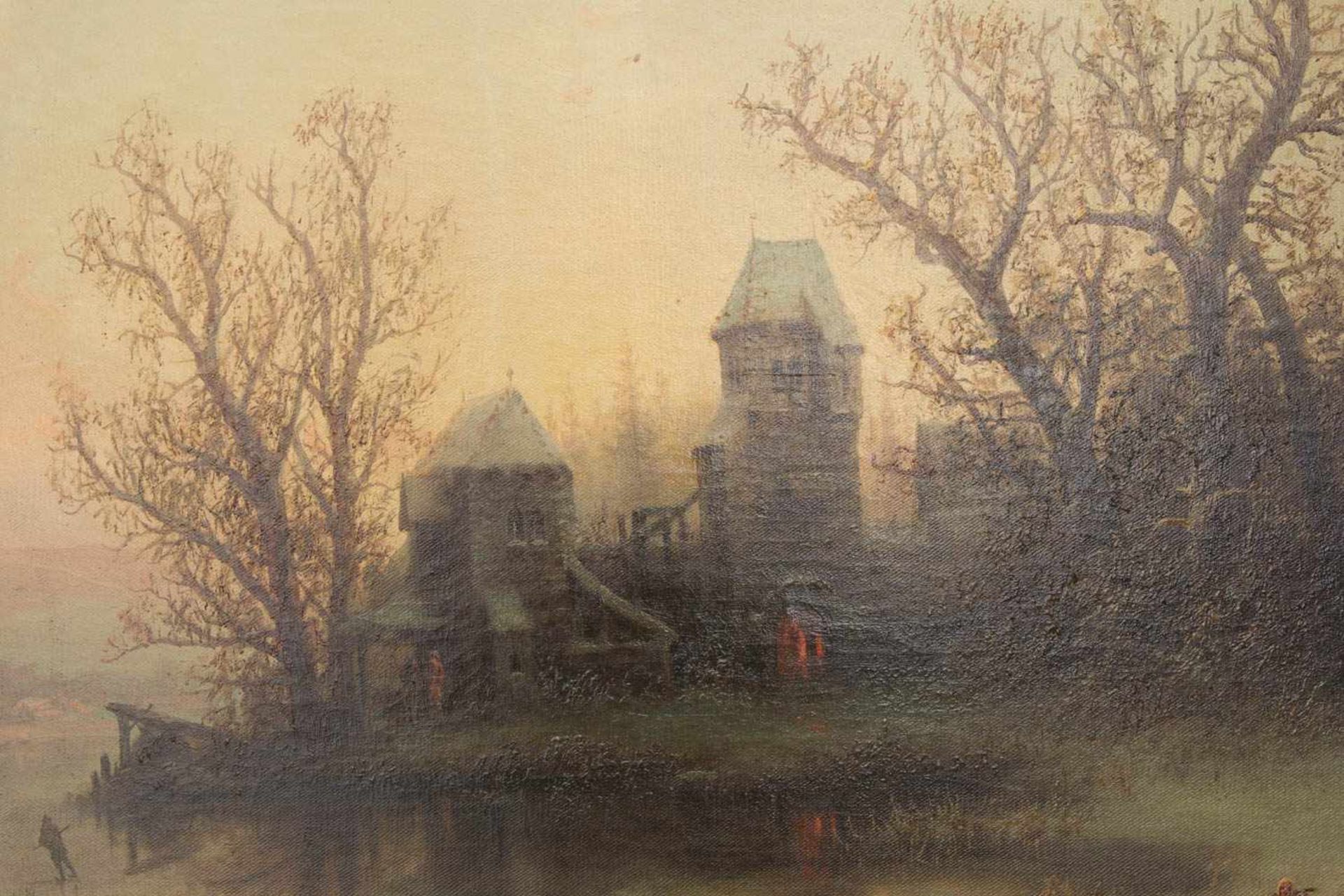 Albert Bredow, Mystische Landschaft mit Burg, Öl/Leinwand, 20. Jh. - Bild 3 aus 7