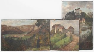 Heinrich Hoffmann, Konvolut aus drei Landschaftsbildern der (vermutl.) Heidelberger Region, Öl/