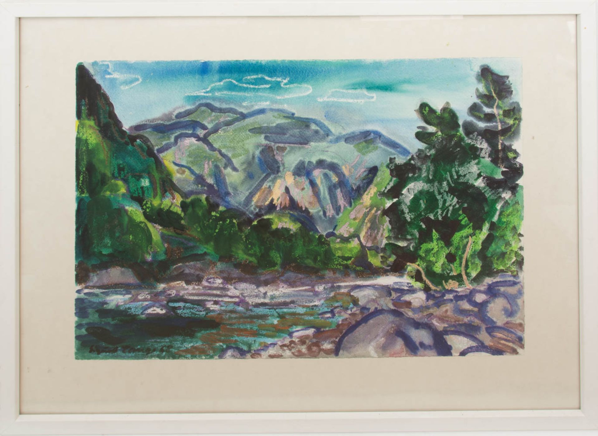 Sigurd Lange, Berglandschaft, Aquarell auf Bütte, Deutschland 20. Jh.