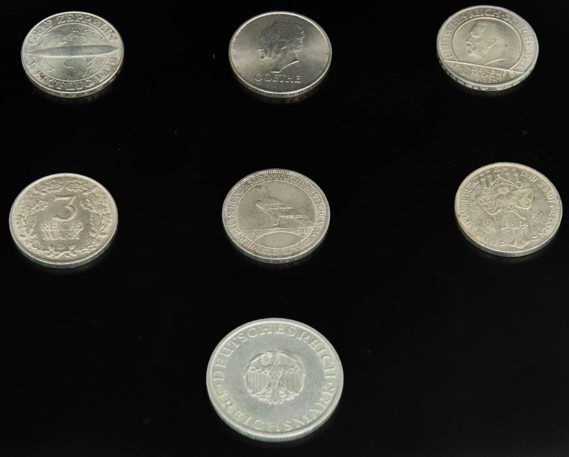 Konvolut 7 Silbermünzen, Weimarer Republik. - Bild 2 aus 2
