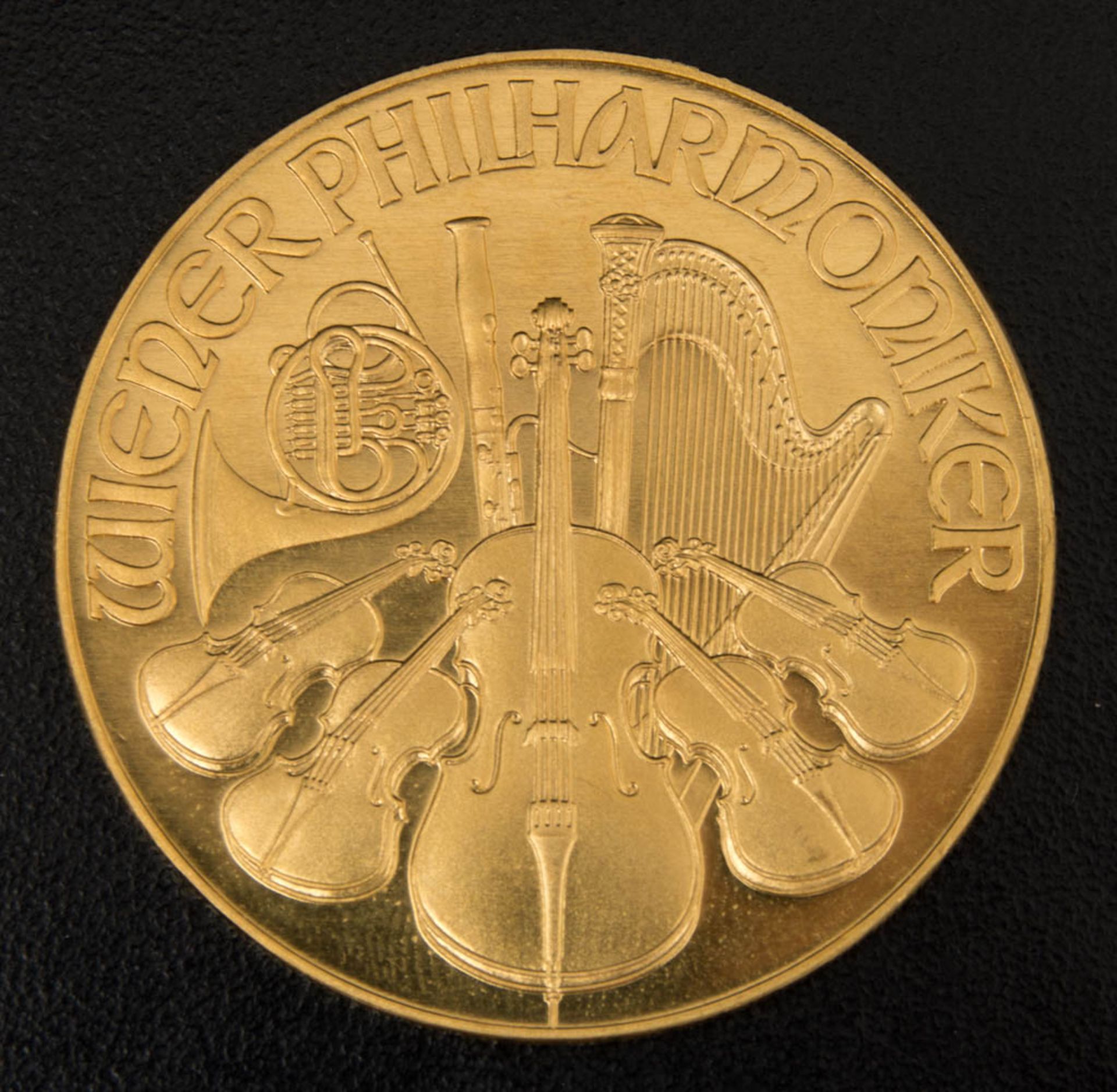 Wiener Philharmoniker Goldmünze 1 Unze.Legierung: 999,9 Gold.Gewicht: 1 oz.Edelmetallart: Gold.