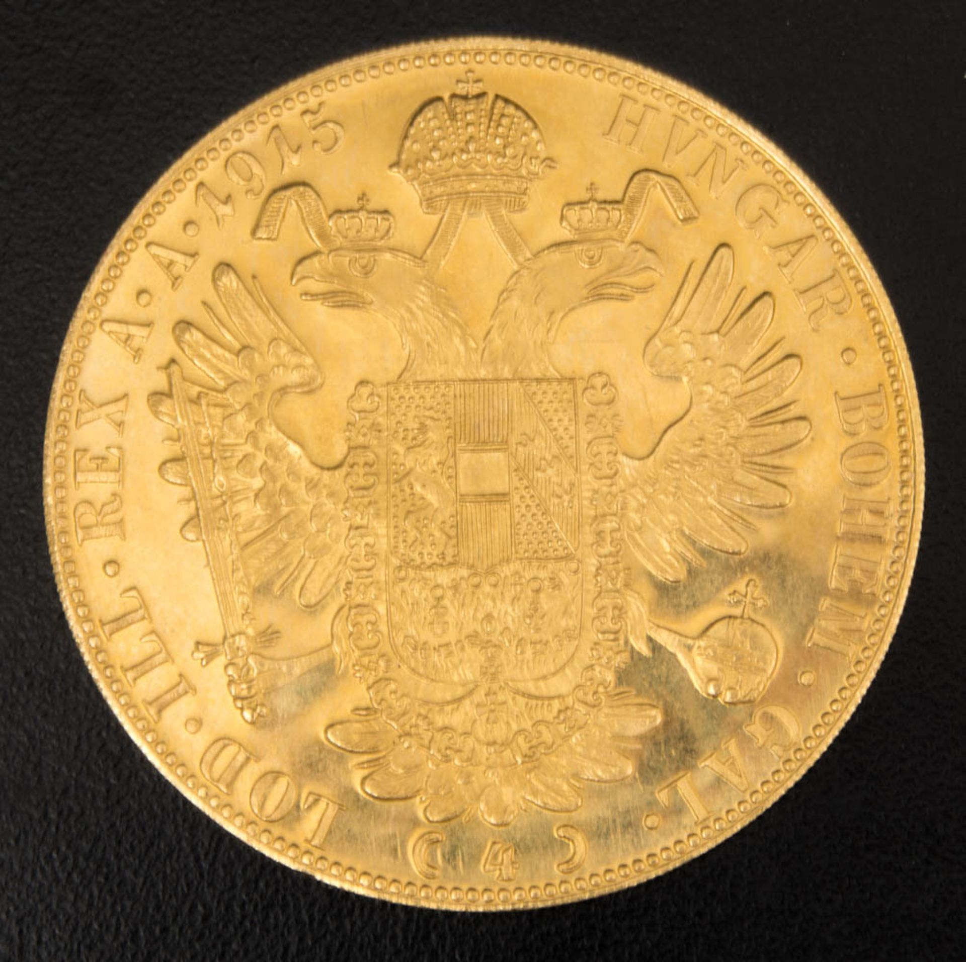 Franz Josef Dukat Vierfach.Durchmesser: 39,5 mm.Legierung: Gold 986.Gewicht: 13,769 g. - Image 2 of 2