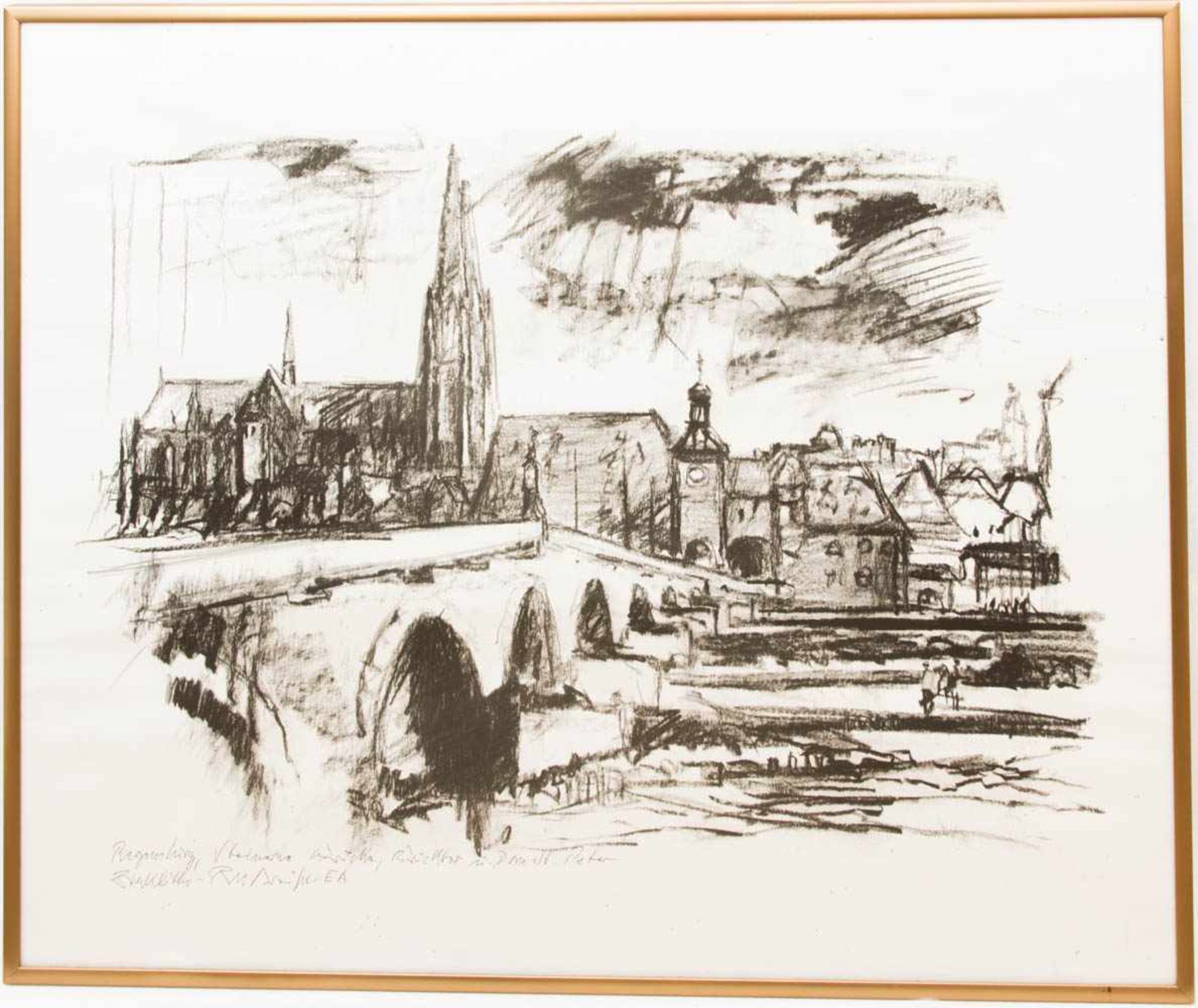 Regensburg, Druck, Deutschland 20. Jh.Unten rechts signiert und betitelt.61 x 52 cm.