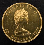 50 Dollar 1979, Elisabeth II Canada, 999 Feingold.999er Feingold.31,2 g.