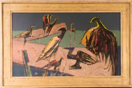 Rastendes Federvieh, Öl auf Platte, 20. Jh.Gerahmt. Nicht signiert und datiert. 72 x 43 cm o.R. 86 x