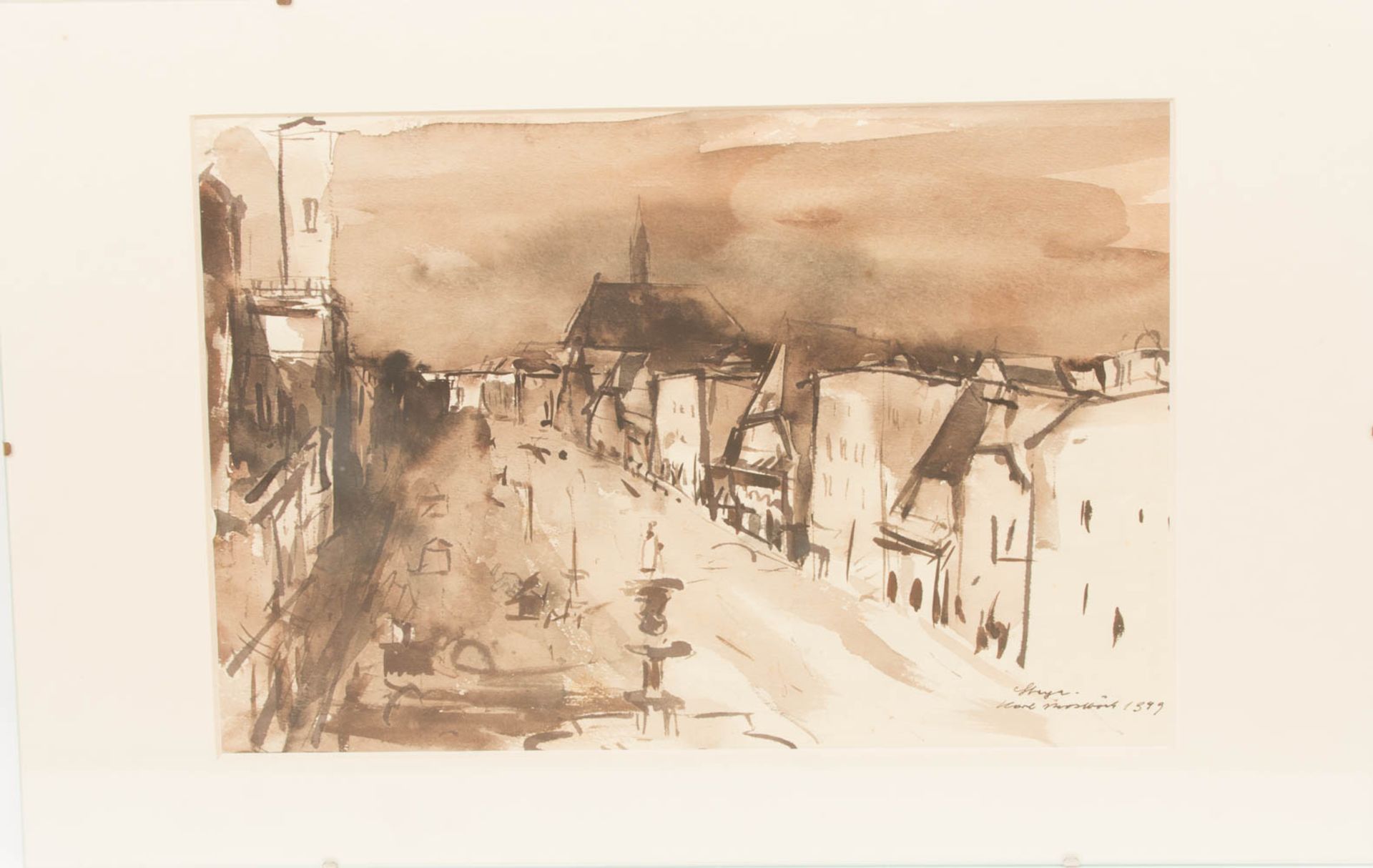 Karl Mostböck, Heya, Aquarell auf Papier, 1949.Karl Mostböck (1921 - 2013).Hinter Glas und im