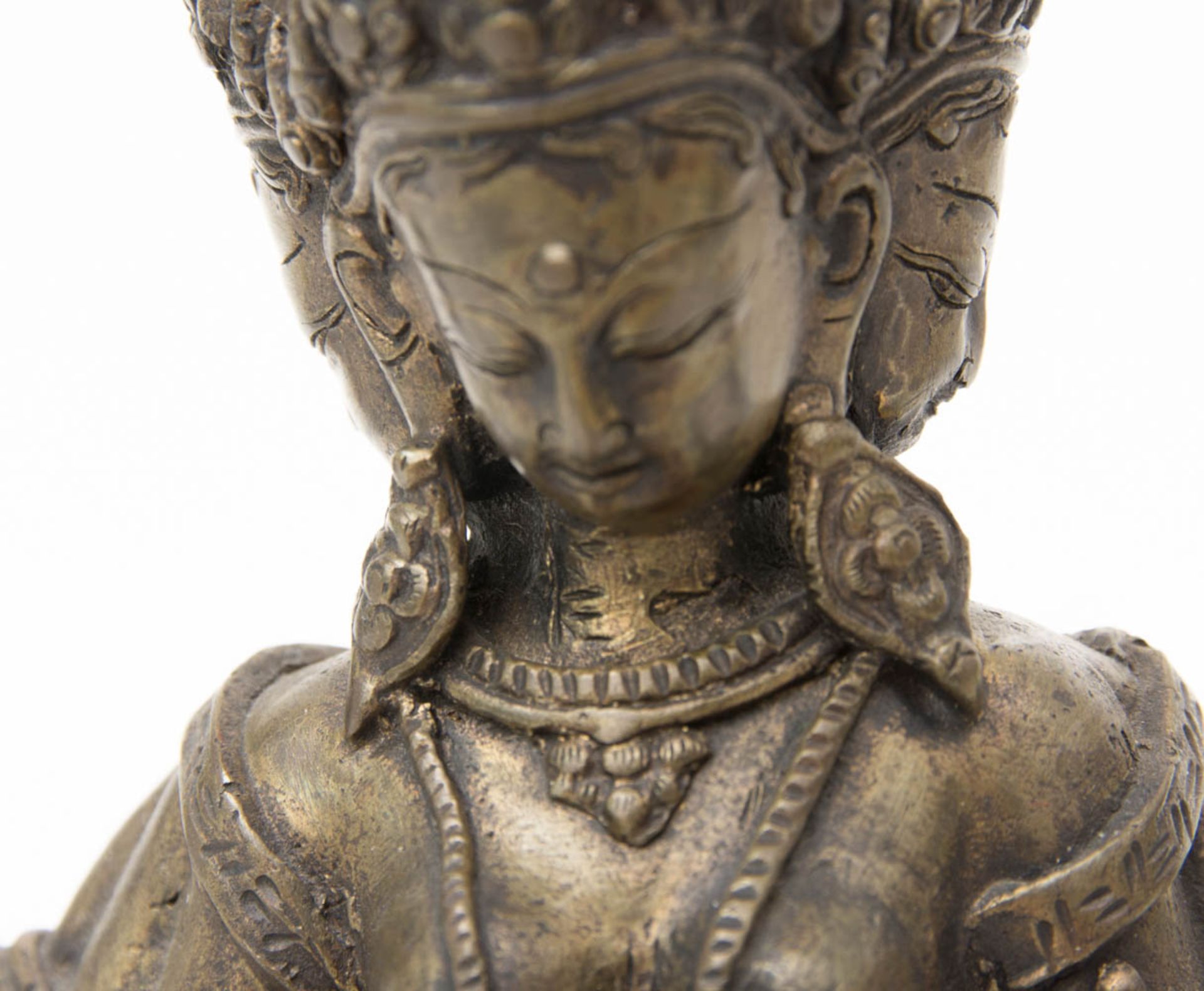Sechsarmige dreiköpfige Buddhaplastik, Bronze.14 x 10 x 20 cm - Bild 3 aus 3