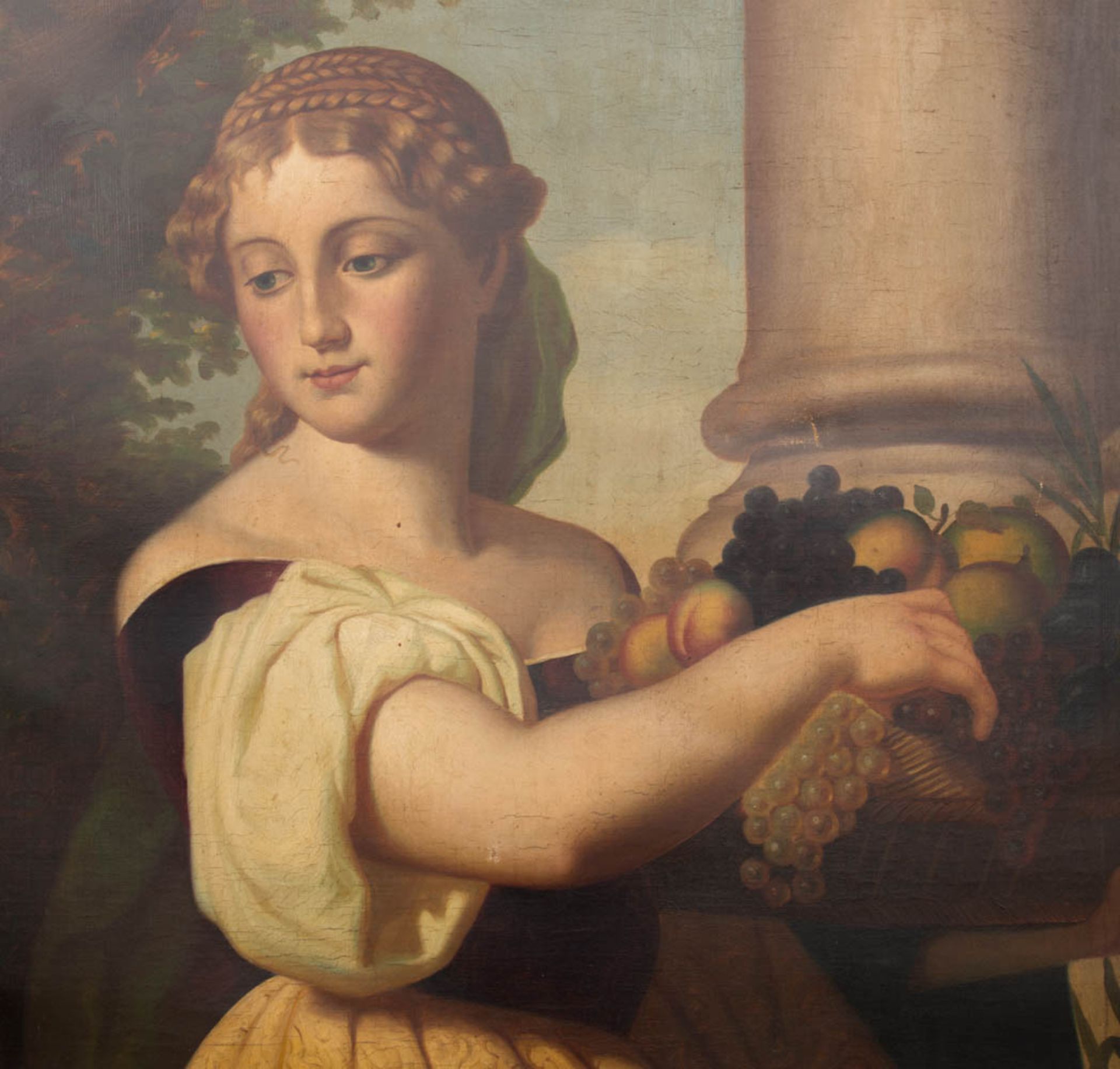 Frauenportait mit Früchten, Öl auf Leinwand, 17. Jh.Schönes, fein gemaltes Portrait einer Dame in - Bild 2 aus 4