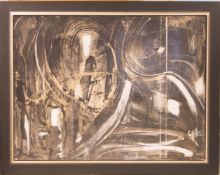 Spiess, Abstrakte Komposition, Öl auf Platte, 20. Jahrhundert.Aufwendig gerahmt. Rückseitig signiert